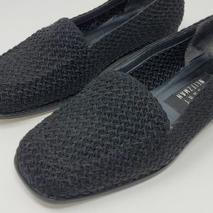 Stuart Weitzman black Knit weaved loafers Leathrr sole Size